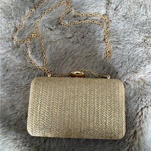 ANTONIO MELANI Gold Clutch with Chain Strap